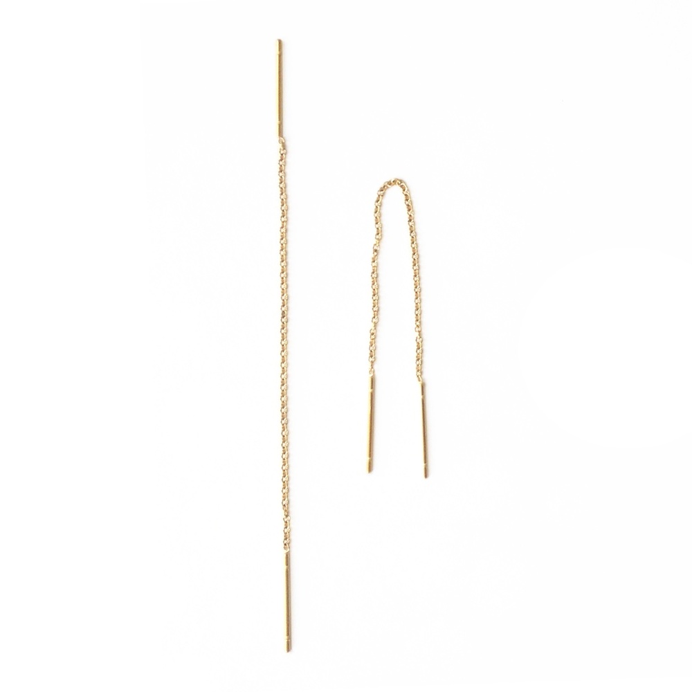 Earrings Threader Cable Chain Gold